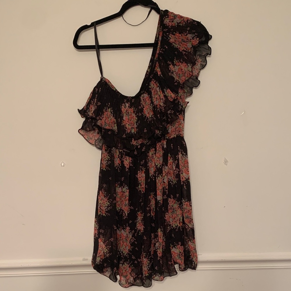 Y2K Balletcore Pussycat of London Black and Pink One-Shoulder Dress